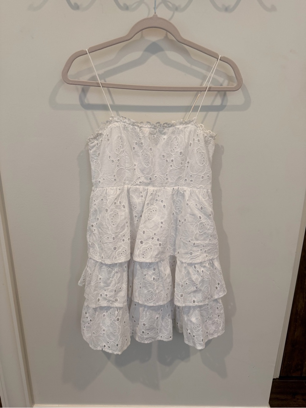 Altar'd State White Eyelet Tiered Mini Dress